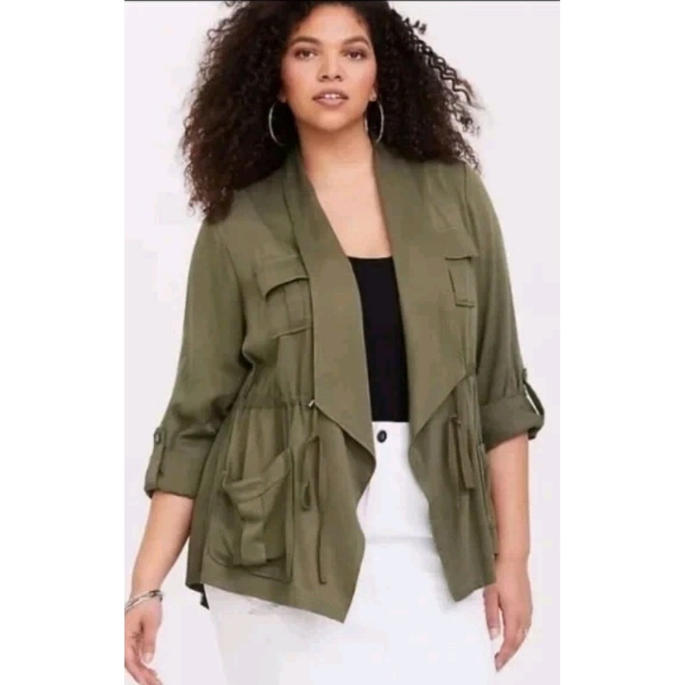 Torrid Chore Farm Cotton Utility Jacket Clean Girl Hourglass Green Drape Size 3X